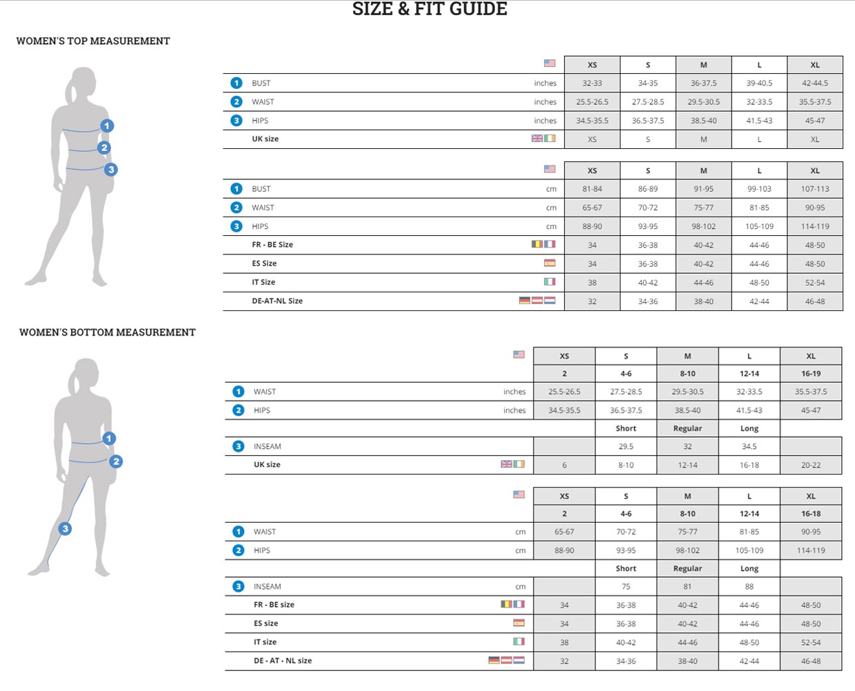 Columbia women's sizes